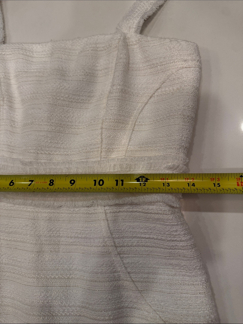 Bardot Melania Boucle Mini Dress in Ivory/White and Gold Trim - Picture 9 of 11
